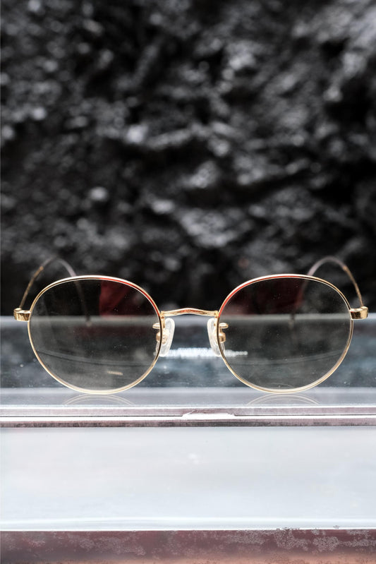 Vintage Style Handcrafted Crown Panto Eyeglasses (Clear Light Amber / Brown)  手工皇冠圓框眼鏡