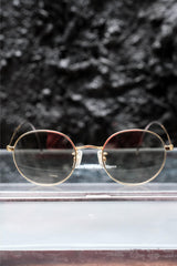 Vintage Style Handcrafted Crown Panto Eyeglasses (Clear Light Amber / Brown)  手工皇冠圓框眼鏡