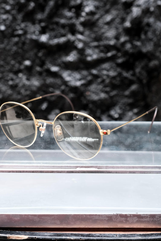 Vintage Style Handcrafted Crown Panto Eyeglasses (Clear Light Amber / Brown)  手工皇冠圓框眼鏡
