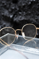 Vintage Style Handcrafted Crown Panto Eyeglasses (Clear Light Amber / Brown)  手工皇冠圓框眼鏡