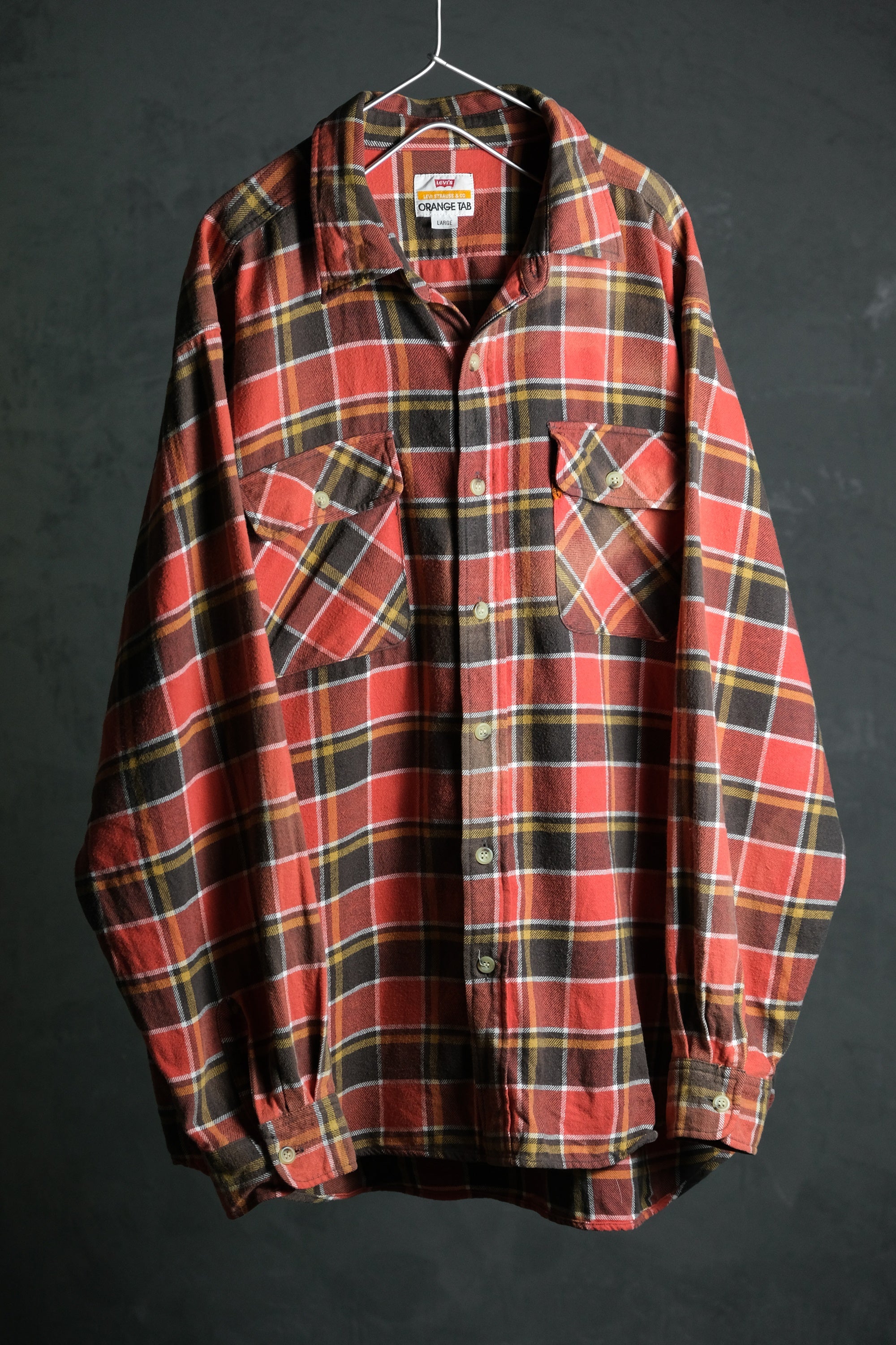 Levi's 00's Vintage Orange Tab Plaid Flannel Shirt Orange Label Series  Classic Plaid Flannel Shirt