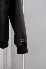 nul1.org Logo hoodie-Black 雙色拼接厚磅帽Tee