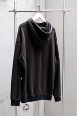 nul1.org Logo hoodie-Black 雙色拼接厚磅帽Tee