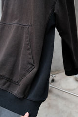 nul1.org Logo hoodie-Black 雙色拼接厚磅帽Tee