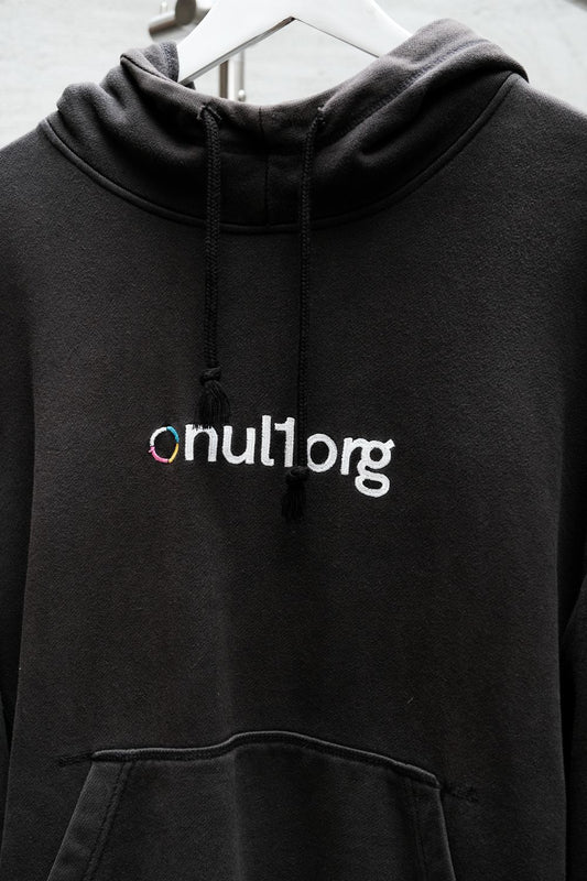 nul1.org Logo hoodie-Black 雙色拼接厚磅帽Tee