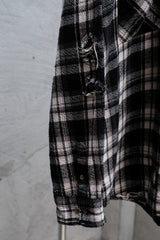 MADNESS SHREDDED CHECK SHIRT-Black