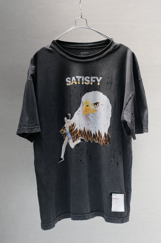 SATISFY MothTech "Running Equipment" Eagle Print Tee Charcoal