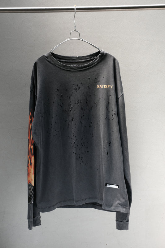 SATISFY MothTech "The Rocker" Flame High-Top Sneaker Long Sleeve Tee Charcoal