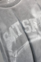 SATISFY Arch Logo Washed Tee Charcoal