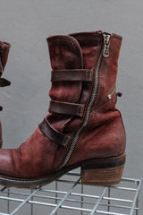 A.S.98 Triple Buckle Distressed Leather Boots三扣帶復古舊化皮革靴