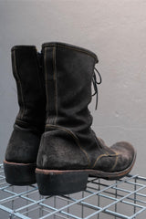 The Viridi-anne Black Reverse Leather Side-Zip Combat Boots  黑色反絨皮側拉鍊戰鬥靴