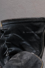 The Viridi-anne Black Reverse Leather Side-Zip Combat Boots  黑色反絨皮側拉鍊戰鬥靴
