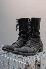 The Viridi-anne Black Reverse Leather Side-Zip Combat Boots  黑色反絨皮側拉鍊戰鬥靴