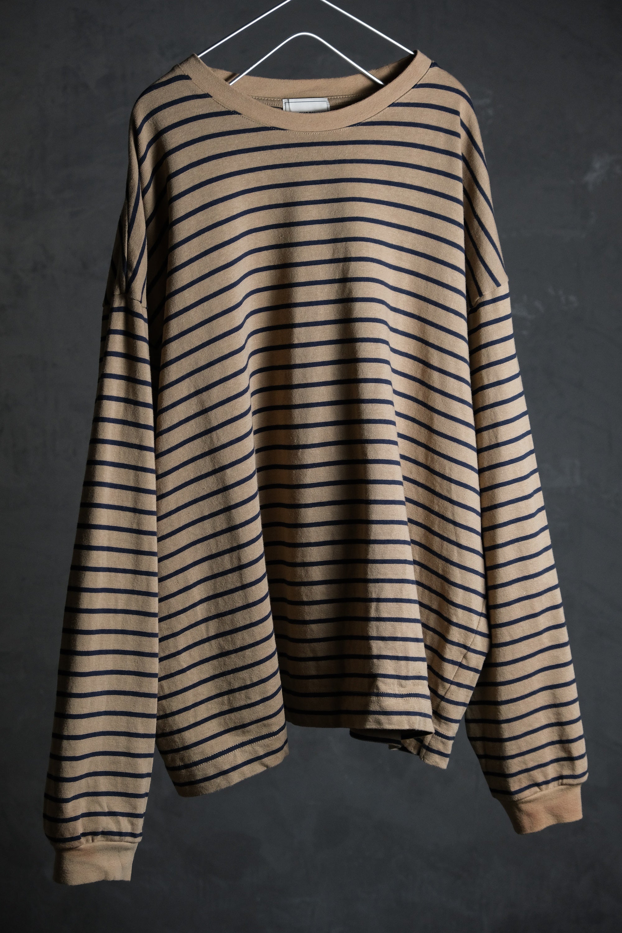 EVCON Border Wide L/S Tee Japan's 1LDK's brand horizontal stripes wide  cotton long-sleeved camel
