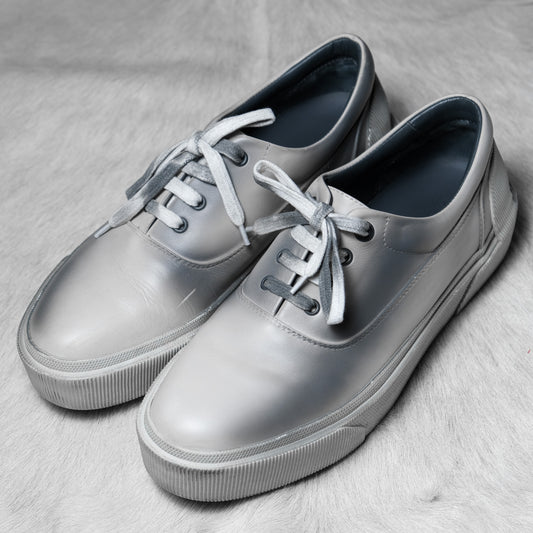 Lanvin Leather Sneakers 浪凡 法國高級時裝品牌 作舊銀灰皮革厚底休閒鞋