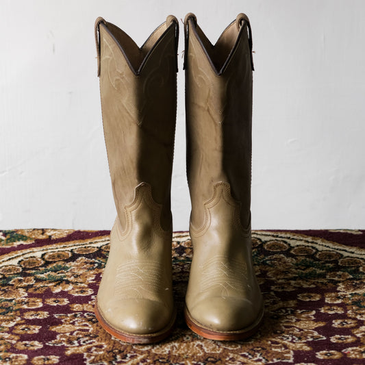 Vintage Cowboy Western Boots 古著牛仔西部靴 卡其綠 Made in USA