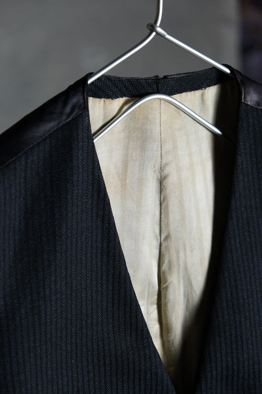 French 1960’s Vintage Wool Striped Satin Gilet Vest 60年代法國古著 羊毛鍛面西裝馬甲背心