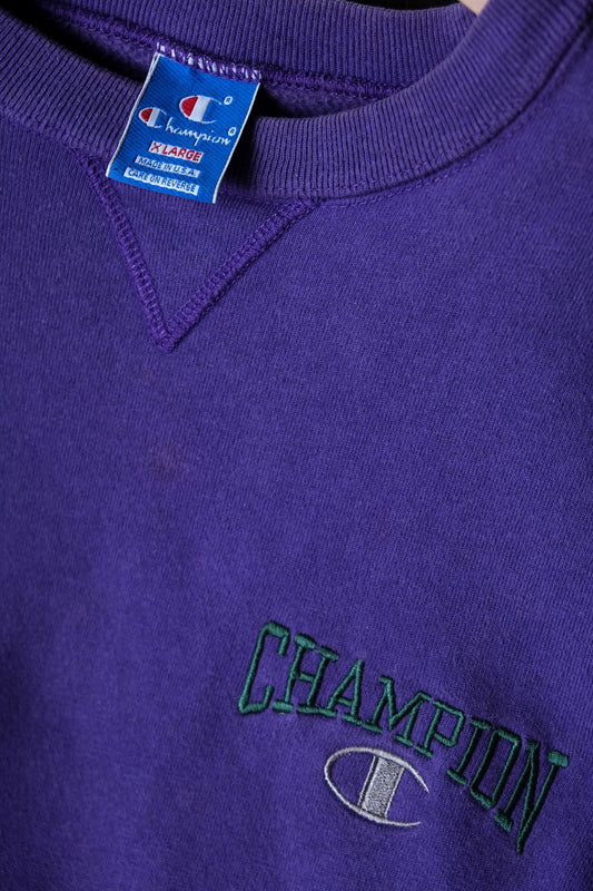 <span>Champion 90</span>’<span>s Vintage Logo Sweatshirt - Purple 90</span>年代冠軍衛衣 美國製 紫色