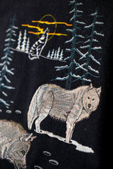 Vintage Treeline Outfitters Wolves Wool Baseball Jacket Vintage wool canvas embroidered baseball jacket