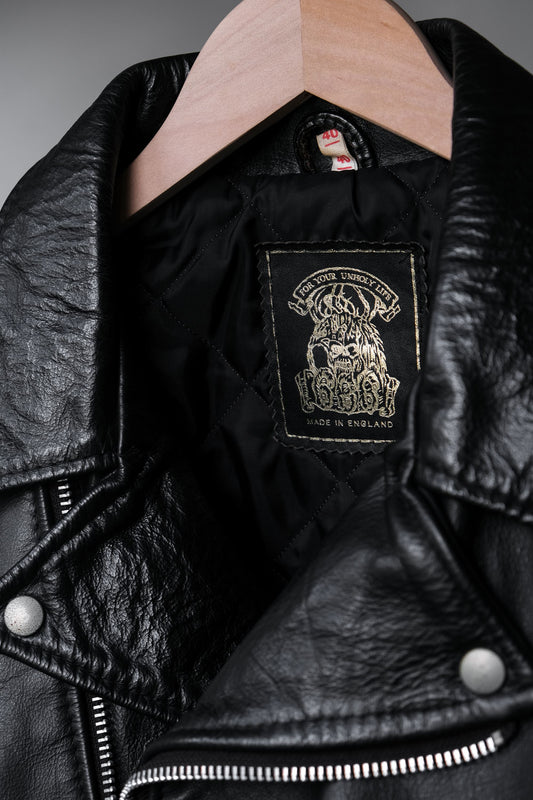 <span>666 Vintage Leather Motorcycle Jacket Made in England </span>英國製古著騎士皮衣夾克