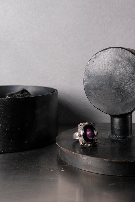 Victorian Gothic Antique Purple Gemstone Sterling Silver Ring 維多利亞哥德風 古董紫寶石純銀復古戒