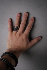 Vintage Modernist ArtisanalSterling Silver Ring 純銀古著藍寶石現代主義銀飾手工戒