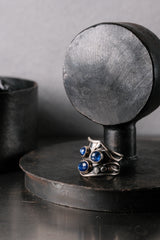 Vintage Modernist ArtisanalSterling Silver Ring 純銀古著藍寶石現代主義銀飾手工戒