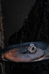 Vintage Victorian Gothic Sterling Silver Ring 純銀古著哥德黑石工匠銀戒