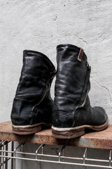 A.S.98 Distressed Black Leather Double Zip Ankle Boots 義大利手工舊化黑色皮革雙拉鍊短靴
