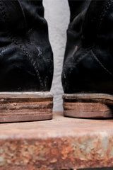 A.S.98 Distressed Black Leather Double Zip Ankle Boots 義大利手工舊化黑色皮革雙拉鍊短靴