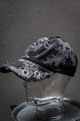 Artisan Hand-Painted Cybersigilism & Yantra Distressed Cap/Aviator Hat 職人手繪賽博 梵天符號 舊化帽 飛行帽