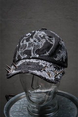 Artisan Hand-Painted Cybersigilism & Yantra Distressed Cap/Aviator Hat 職人手繪賽博 梵天符號 舊化帽 飛行帽