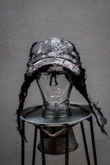 Artisan Hand-Painted Cybersigilism & Yantra Distressed Cap/Aviator Hat 職人手繪賽博 梵天符號 舊化帽 飛行帽