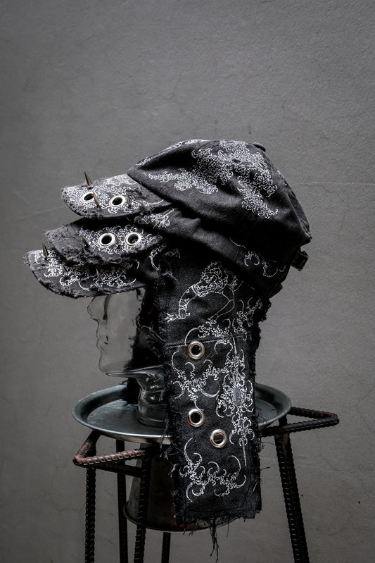 Artisan Hand-Painted Cybersigilism & Yantra Distressed Cap/Aviator Hat 職人手繪賽博 梵天符號 舊化帽 飛行帽