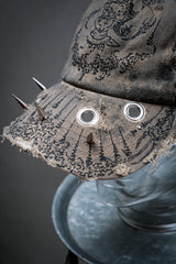 Artisan Hand-Painted Cybersigilism &Yantra Distressed Cap/Aviator Hat  職人手繪賽博 梵天符號 舊化帽 飛行帽