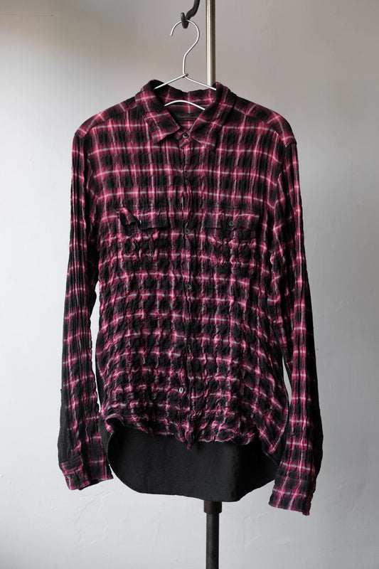 Undercover 07SS Wrinkled Plaid Rose Shirt 高橋盾 玫瑰印花皺摺襯衫