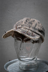 Artisan Hand-Painted Cybersigilism &Yantra Distressed Cap/Aviator Hat  職人手繪賽博 梵天符號 舊化帽 飛行帽