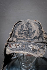 Artisan Hand-Painted Cybersigilism &Yantra Distressed Cap/Aviator Hat  職人手繪賽博 梵天符號 舊化帽 飛行帽