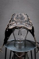 Artisan Hand-Painted Cybersigilism &Yantra Distressed Cap/Aviator Hat  職人手繪賽博 梵天符號 舊化帽 飛行帽