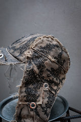 Artisan Hand-Painted Cybersigilism &Yantra Distressed Cap/Aviator Hat  職人手繪賽博 梵天符號 舊化帽 飛行帽