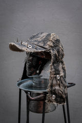 Artisan Hand-Painted Cybersigilism &Yantra Distressed Cap/Aviator Hat  職人手繪賽博 梵天符號 舊化帽 飛行帽
