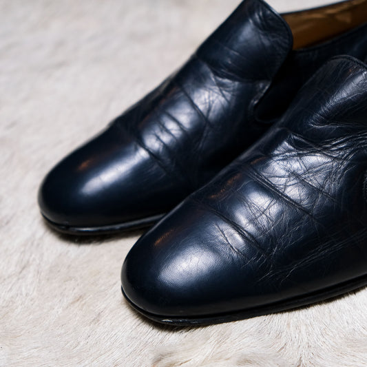 Genuine Leather Slip on Shoes 復古懶人商務皮鞋 樂福鞋 藍色