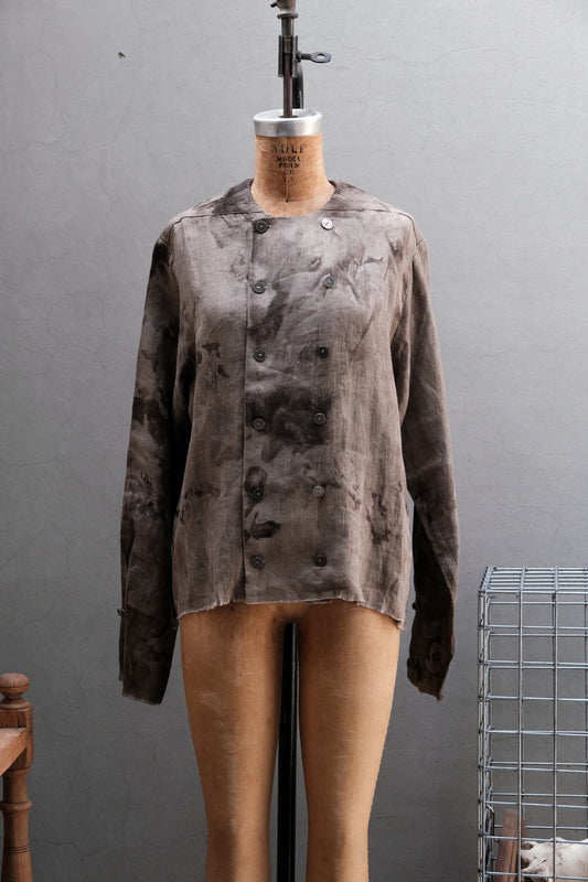 Professor.e 25ss Forgotten Materials Double-breasted Collarless Shirt