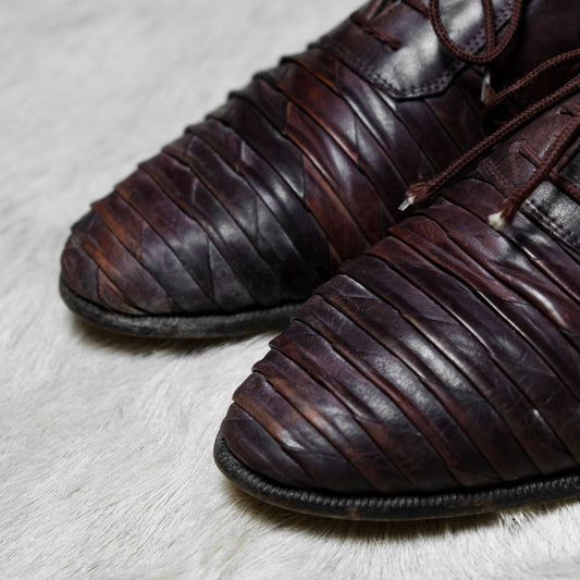 Giorgio Brutini Leather Woven Oxford Shoes 復古皮革壓褶造型牛津鞋 巴西製