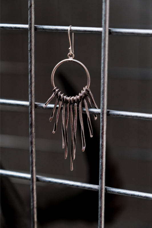 Solar Rays Fine Silver 999 Fringe Earrings 烈日射線純銀流蘇耳環 (單耳)
