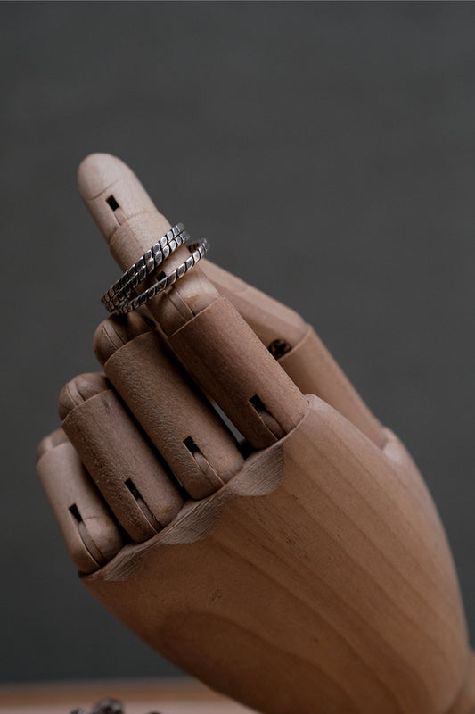 Gentle Twist Fine Silver Ring Set 扭結純銀三件套戒