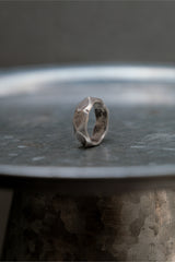 Raw Rock Fine Silver 999 Faceted Ring 原岩幾何切面純銀戒