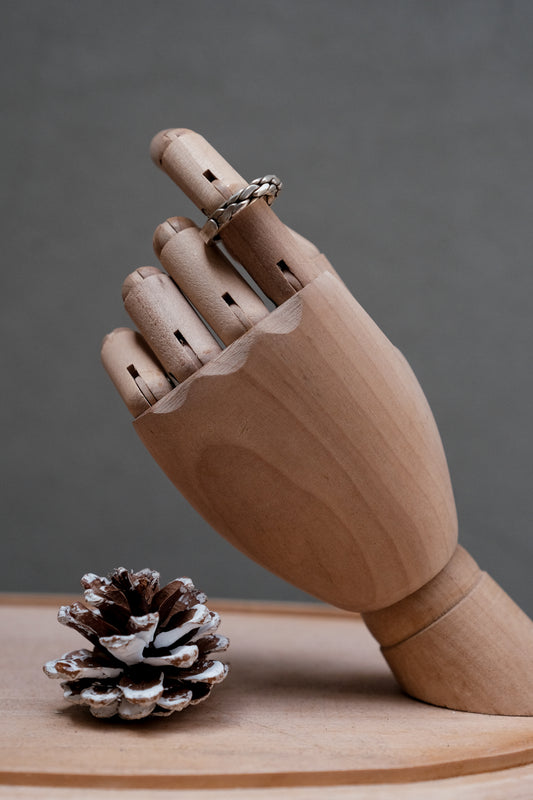 Minimalist Braid Fine Silver 999 Ring 極簡編格純銀戒