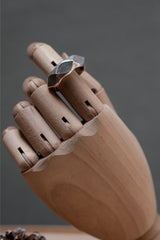 Raw Rock Fine Silver 999 Faceted Ring 原岩幾何切面純銀戒
