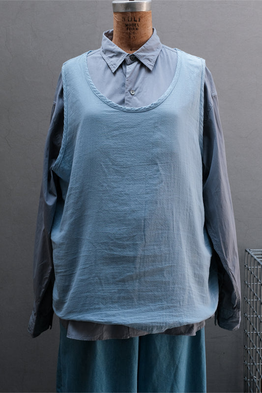 Porter Classic GAUZE TANK TOP 藍色棉質寬鬆無袖背心